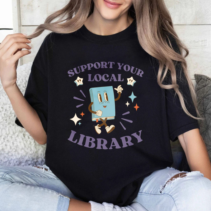 Wardrobecart Support Your Local Library Book Character Tshirt