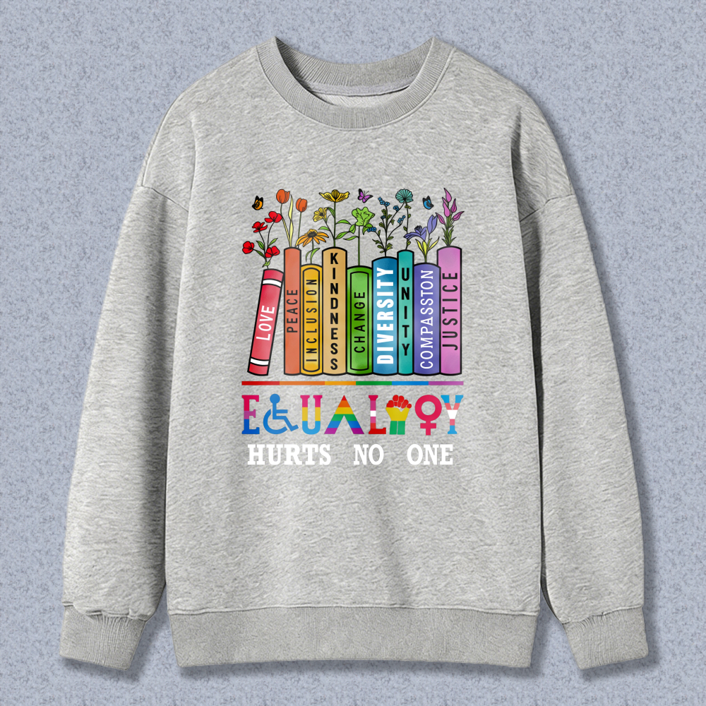 Wardrobecart Rainbow Crayons With Flowers And Inclusion Symbols Unisex Classic Sweatshirt