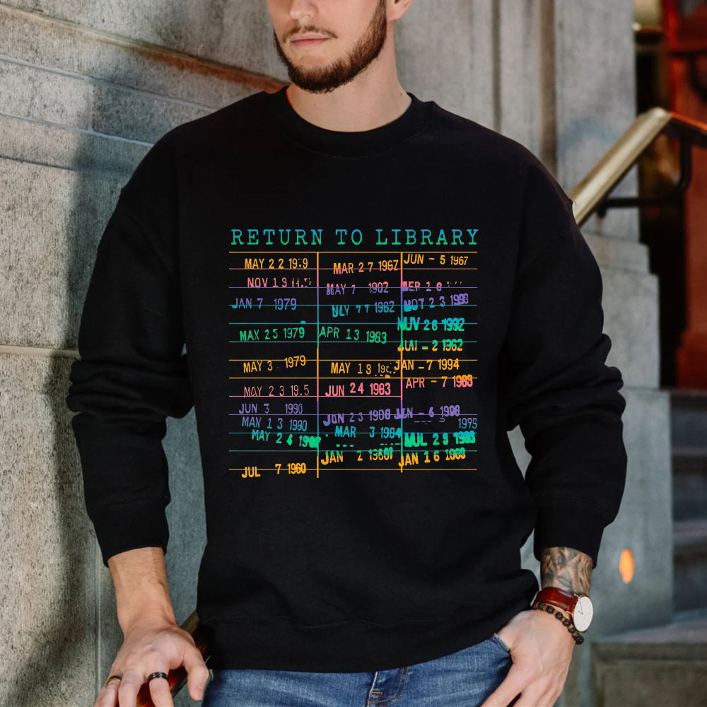 Wardrobecart Return To Library Date Stamp Pattern Unisex Classic Sweatshirt