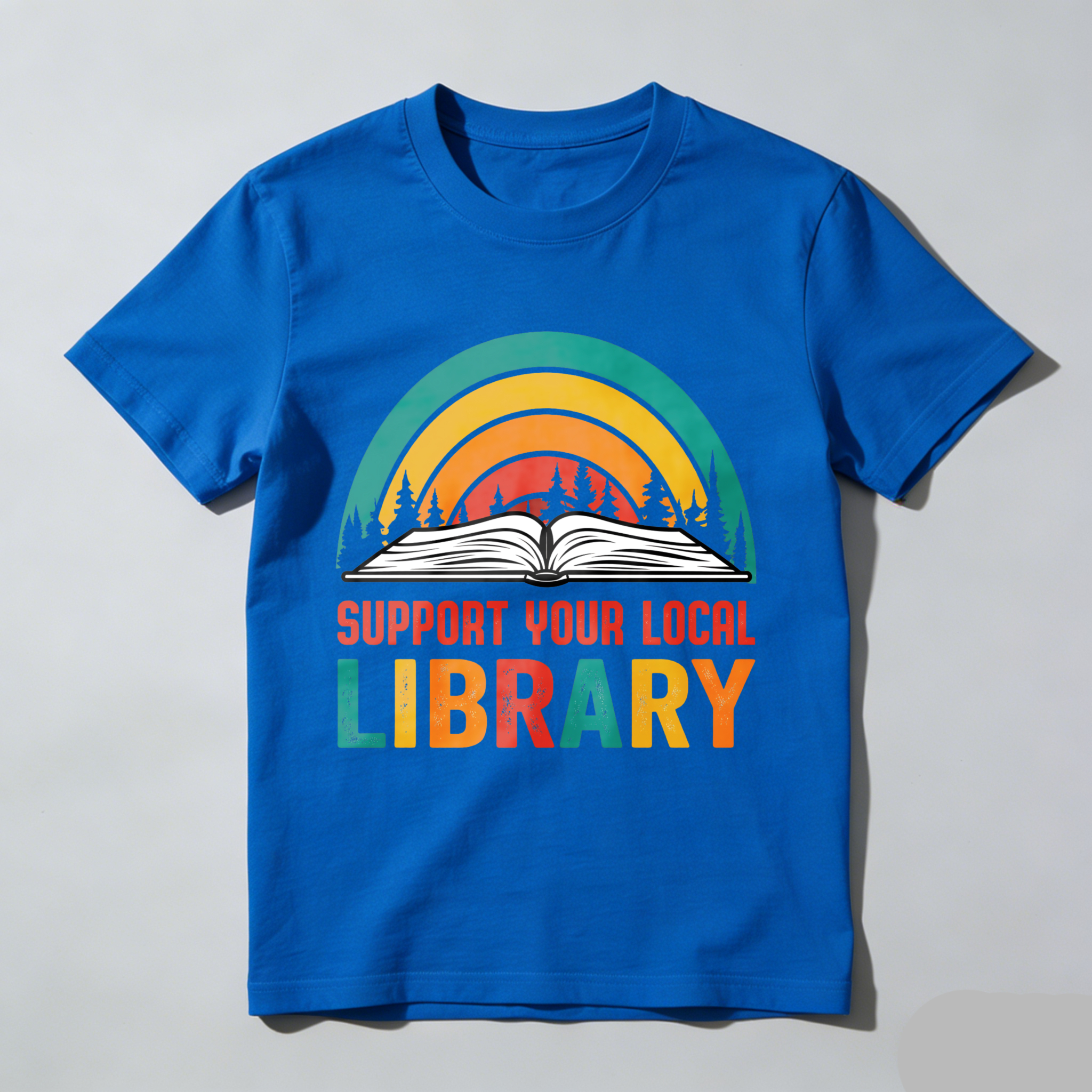 Wardrobecart Support Your Local Library Rainbow Book Forest Tshirt