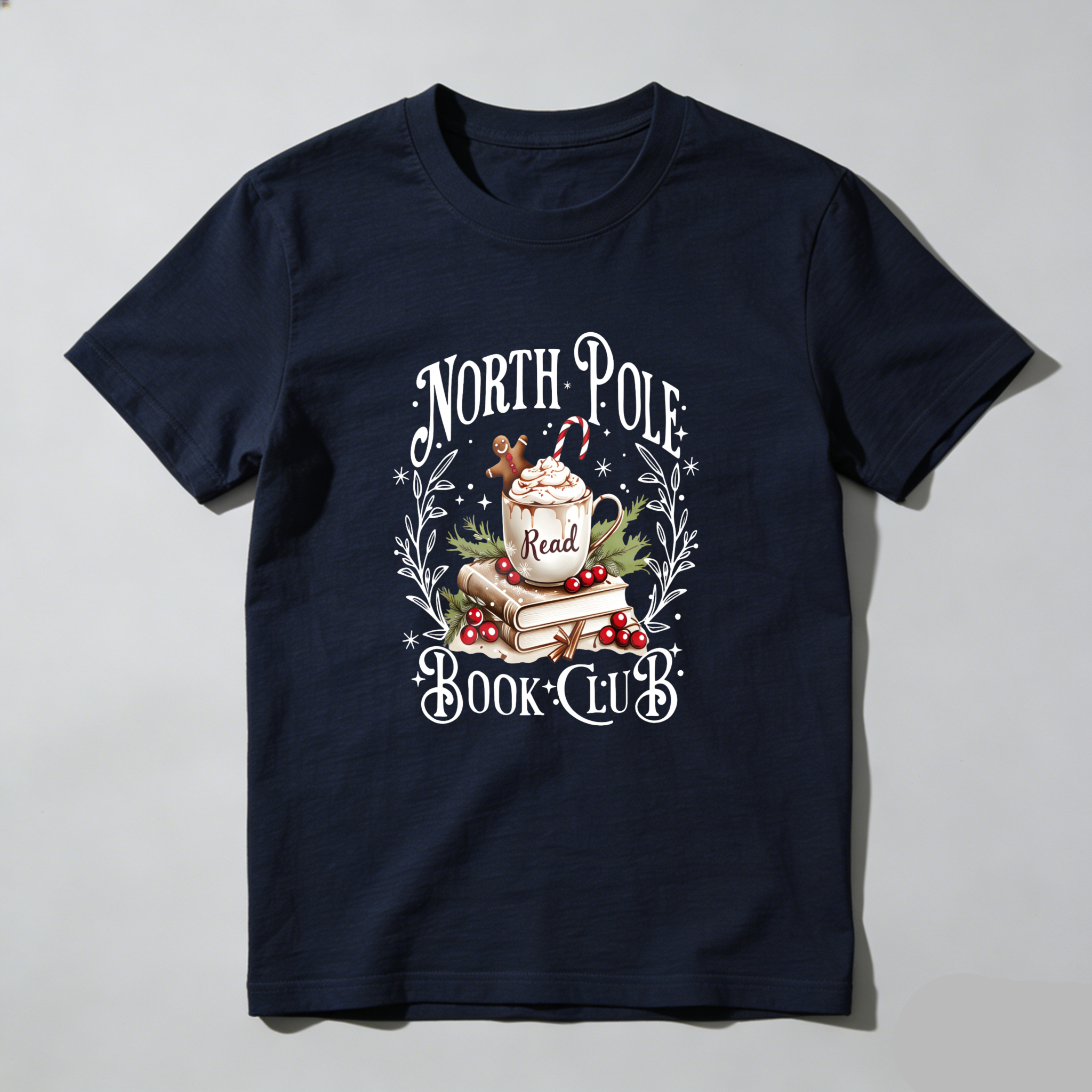 Wardrobecart North Pole Book Club Christmas Reading Theme Tshirt