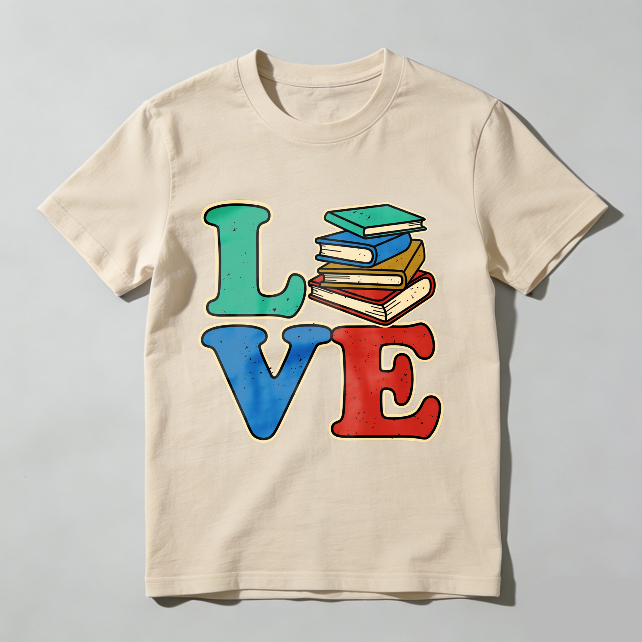 Wardrobecart Love Books Stack Design Print Tshirt