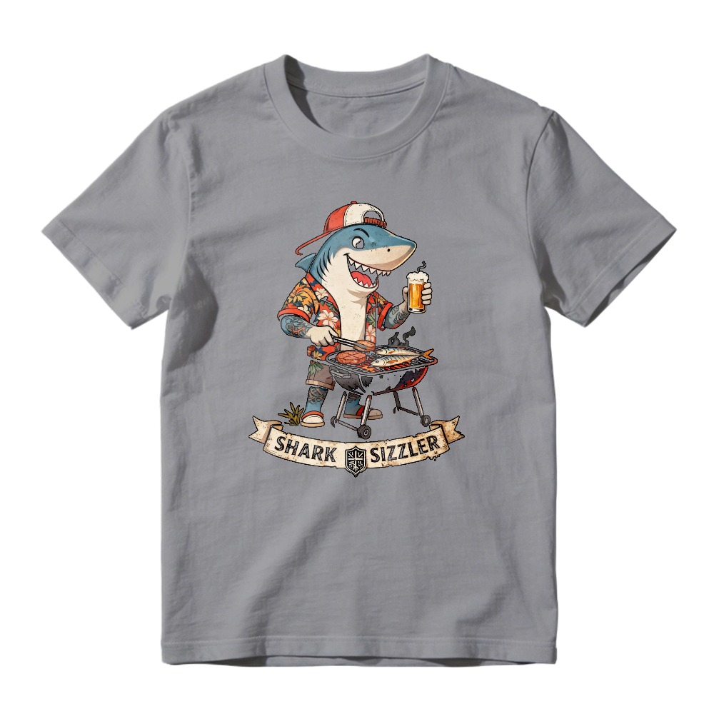 Shark Sizzling On Grill With Beer And Cap Unisex Classic T-shirt