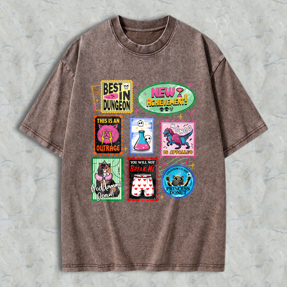Wardrobecart Best In Dungeon New Achievement This Is An Outrage Ponged In Appaloosa Badass Donut You Will Not Break Me Princess Donut Unisex Washed T-shirt