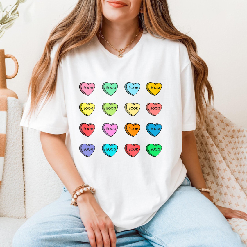 Wardrobecart Colorful Hearts With Boop Text Tshirt