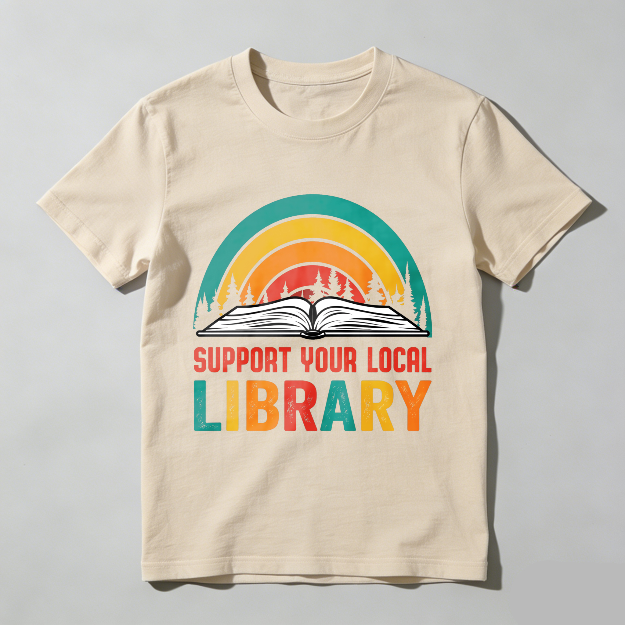 Wardrobecart Support Your Local Library Rainbow Book Forest Tshirt