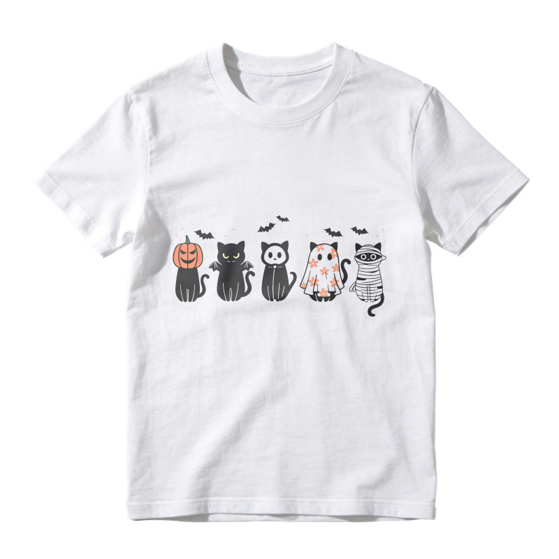 Halloween Cats With Pumpkin And Bats Unisex Classic T-shirt