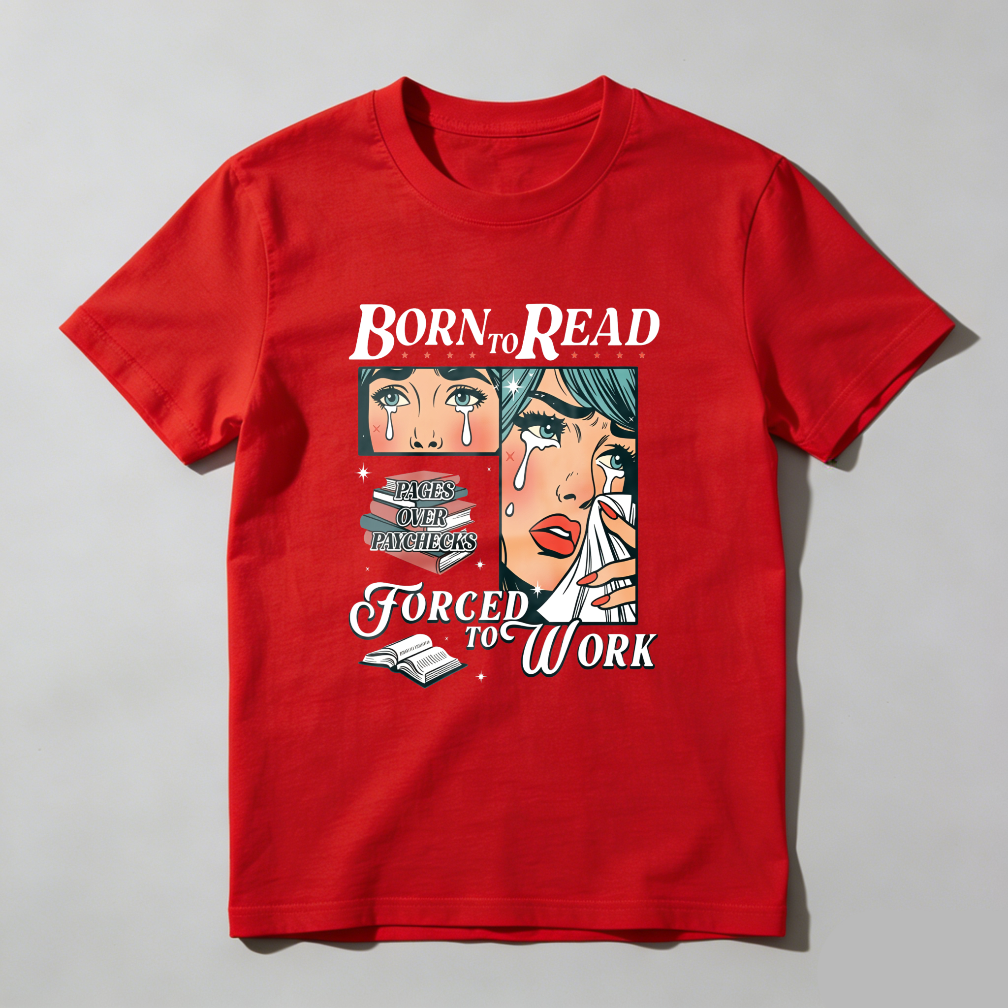 Wardrobecart Born To Read Forced To Work Tshirt(3)
