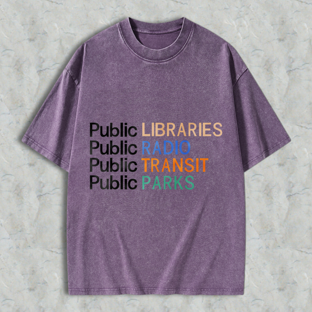 Wardrobecart Libraries Radio Transit Parks Public Unisex Washed T-shirt