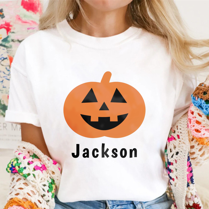 Orange Jack O Lantern Pumpkin With Jackson Name Unisex Classic T-shirt