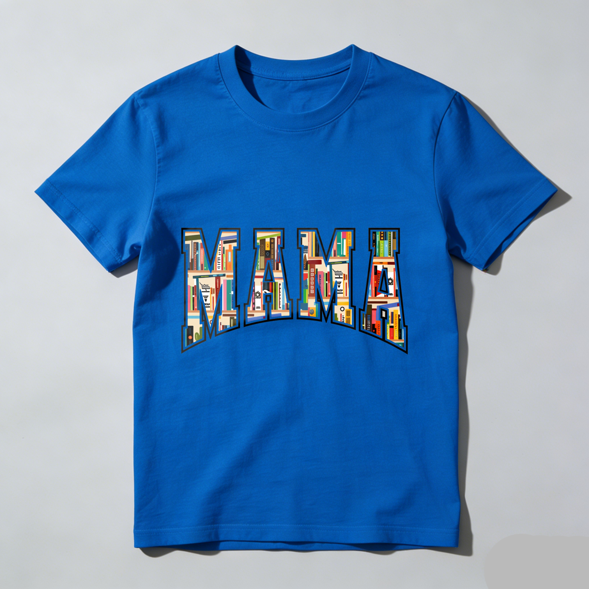 Wardrobecart Mama Bookshelf Pattern Print Design Tshirt