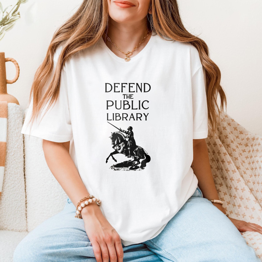 Wardrobecart Defend The Public Library Knight On Horse Tshirt
