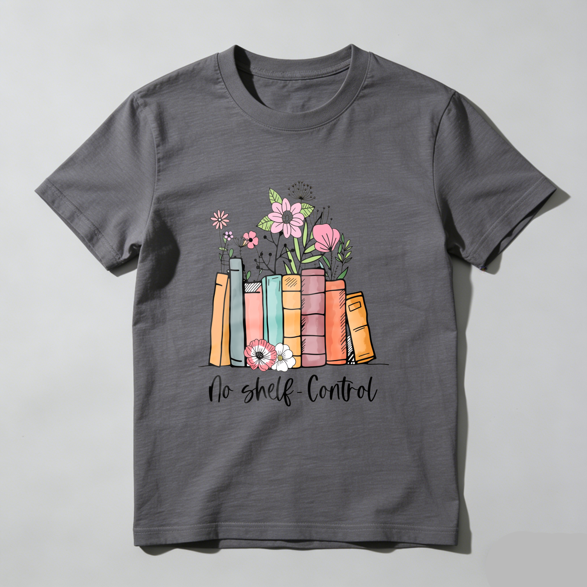 Wardrobecart Book Stack With Flowers And Text No Shelf Control Unisex Classic T-shirt