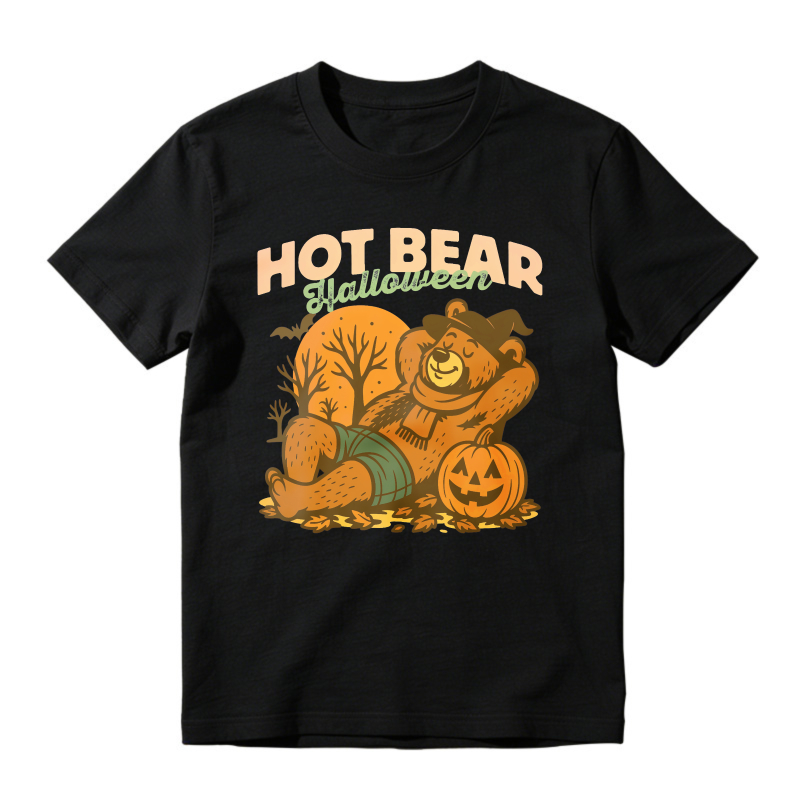 Hot Bear Halloween Pumpkin Scarecrow Autumn Fall Unisex Classic T-shirt