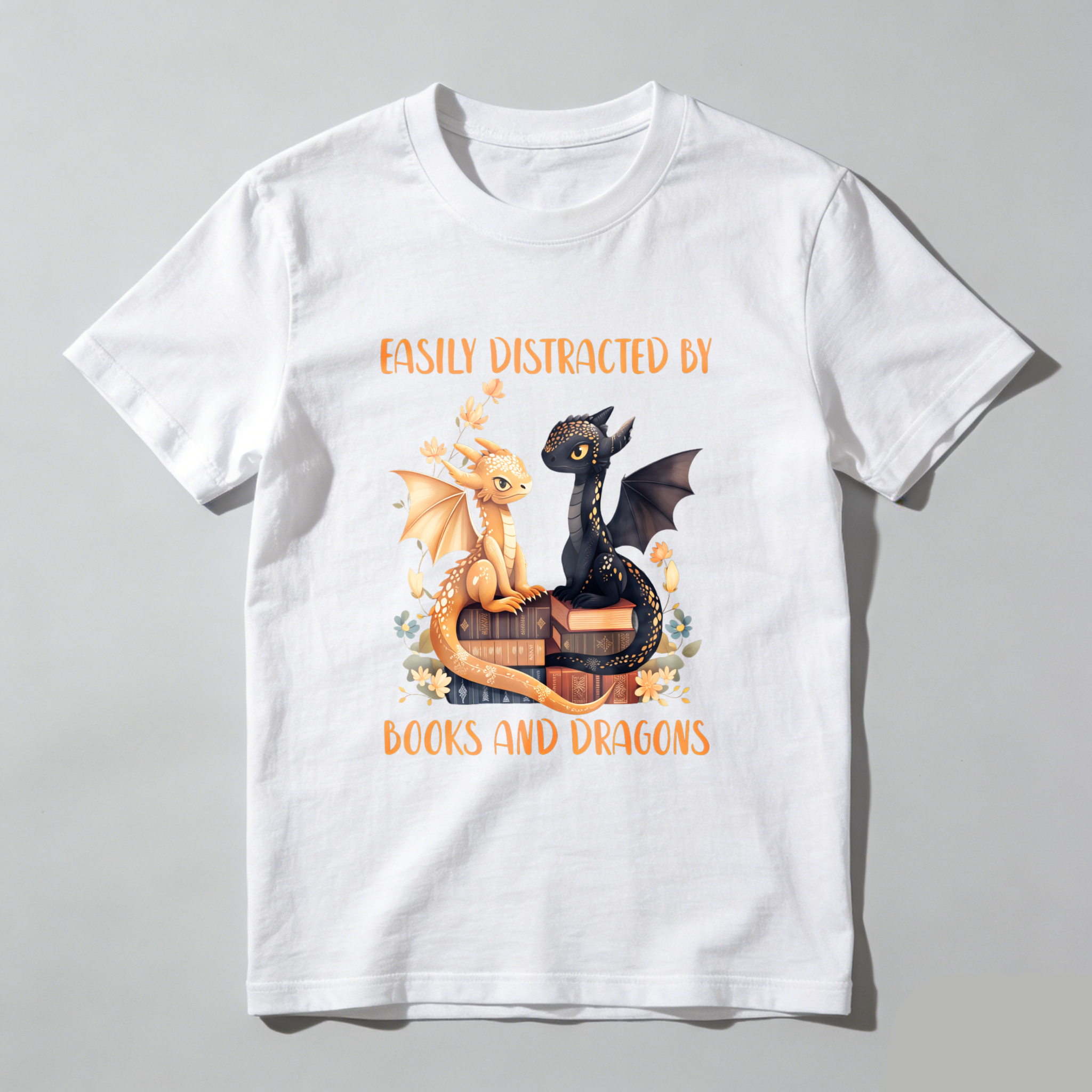 Wardrobecart Easily Distracted By Books And Dragons Tshirt