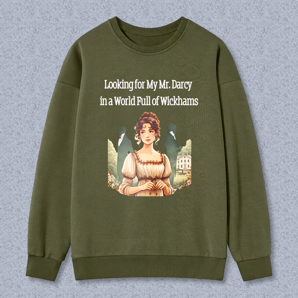 Wardrobecart Classic Woman In Vintage Dress With Garden Background Unisex Classic Sweatshirt