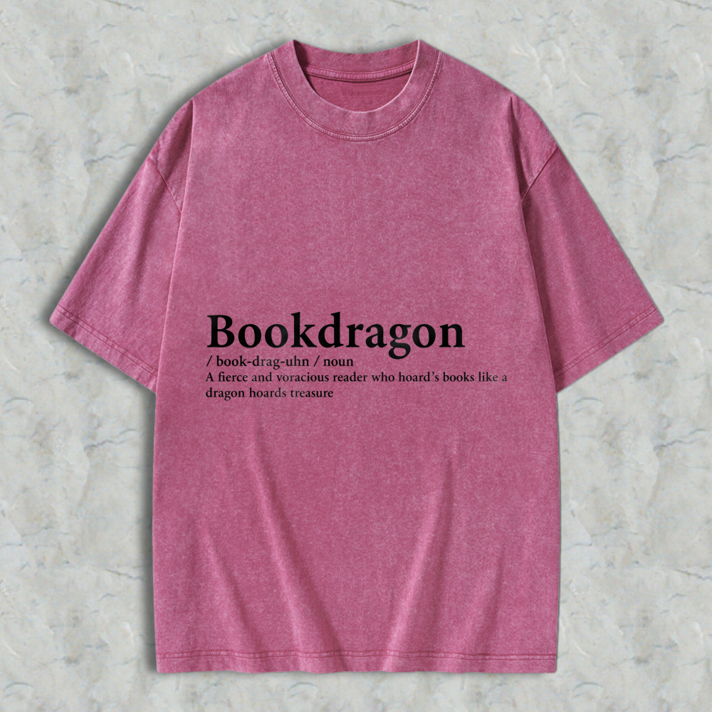 Wardrobecart Bookdragon Definition Unisex Washed T-shirt