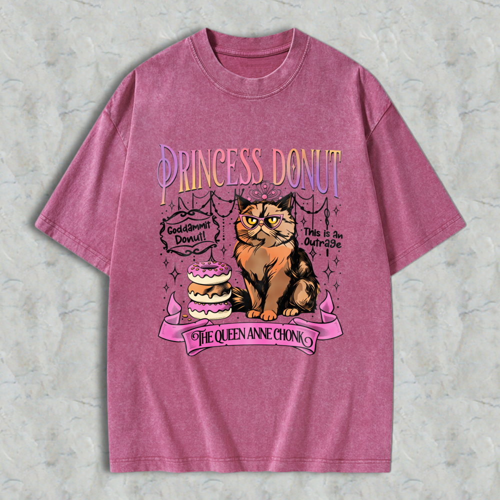 Wardrobecart Princess Donut Cat With Donuts And Crown Unisex Washed T-shirt