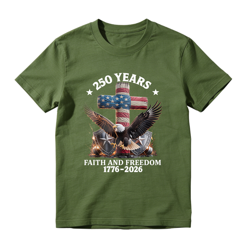 American Flag Cross Eagle Faith And Freedom 250 Years 1776 2026 Unisex Classic T-shirt