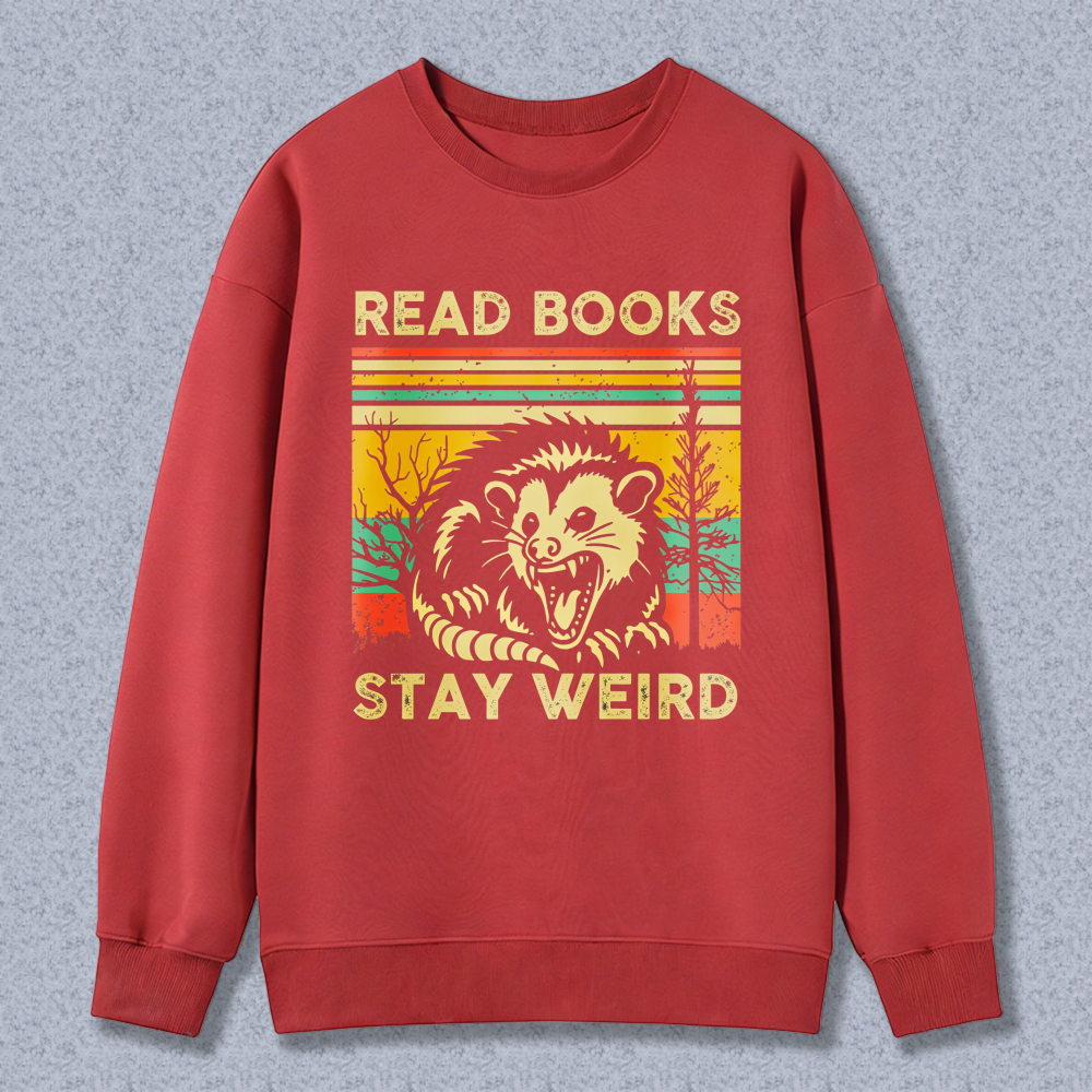 Wardrobecart Read Books Stay Weird Dragon Design Unisex Classic Sweatshirt