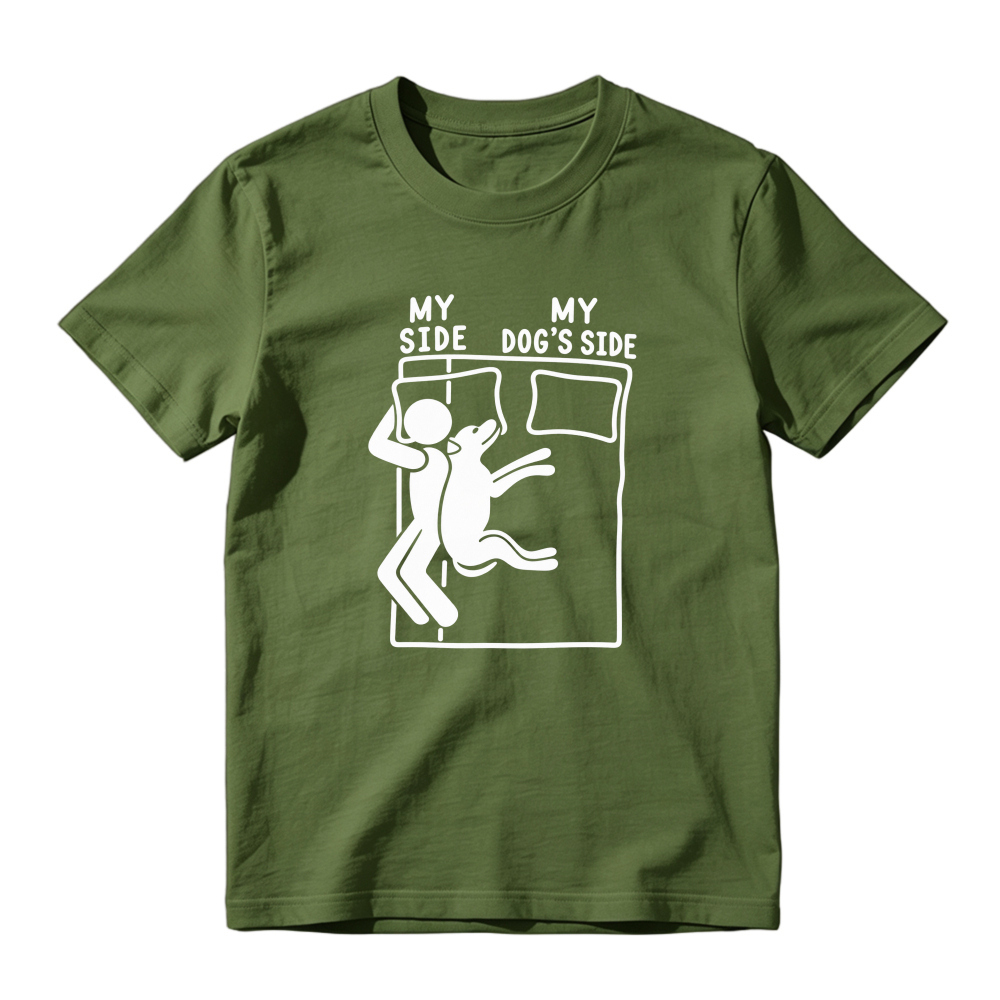 My Side My Dog S Side Funny Pet Lover Bed Sharing Graphic T-shirt