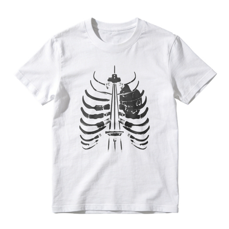 Skeleton Ribcage With Tower And Skull Graphic Unisex Classic T-shirt