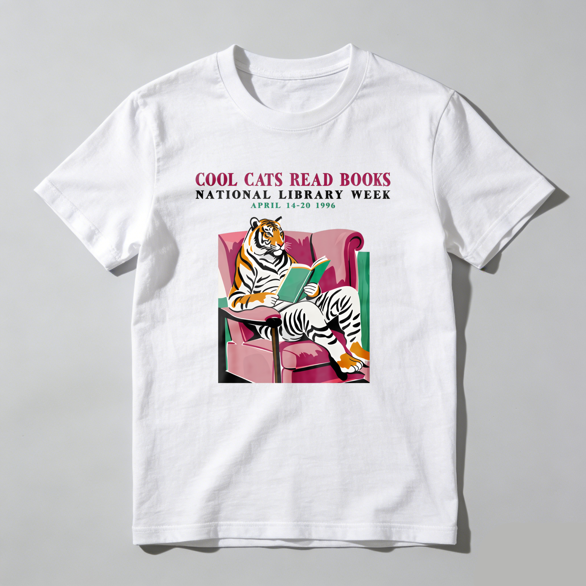 Wardrobecart Tiger Reading Book In Armchair Tshirt