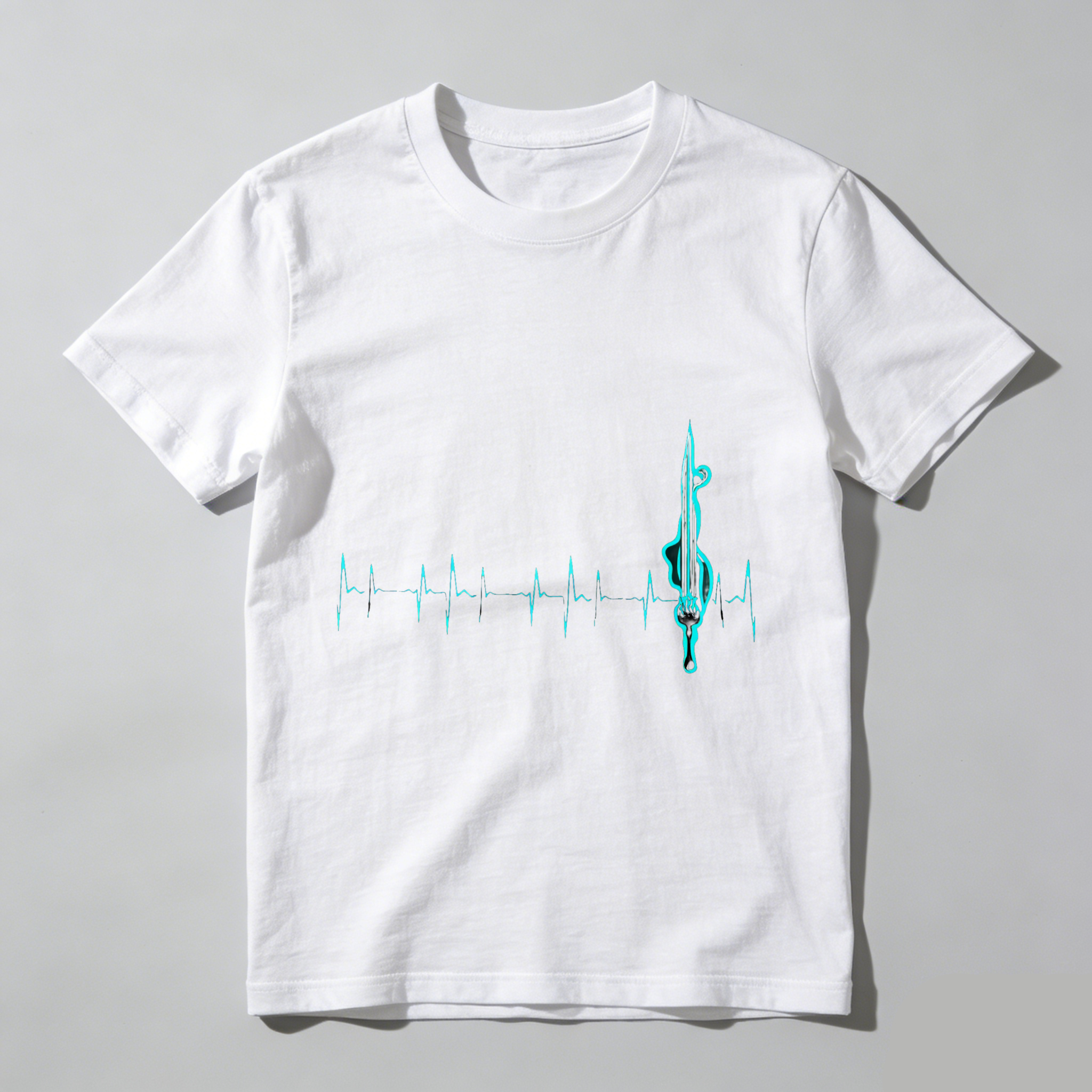 Wardrobecart Heartbeat With Violin Note Pattern Tshirt