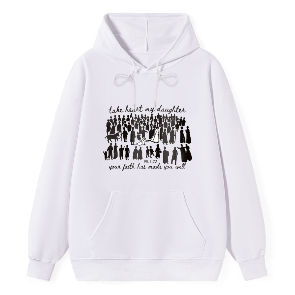 Biblical Verse Take Heart My Daughter Your Faith Has Made You Well With Women Silhouettes And Scripture Reference T-shirt