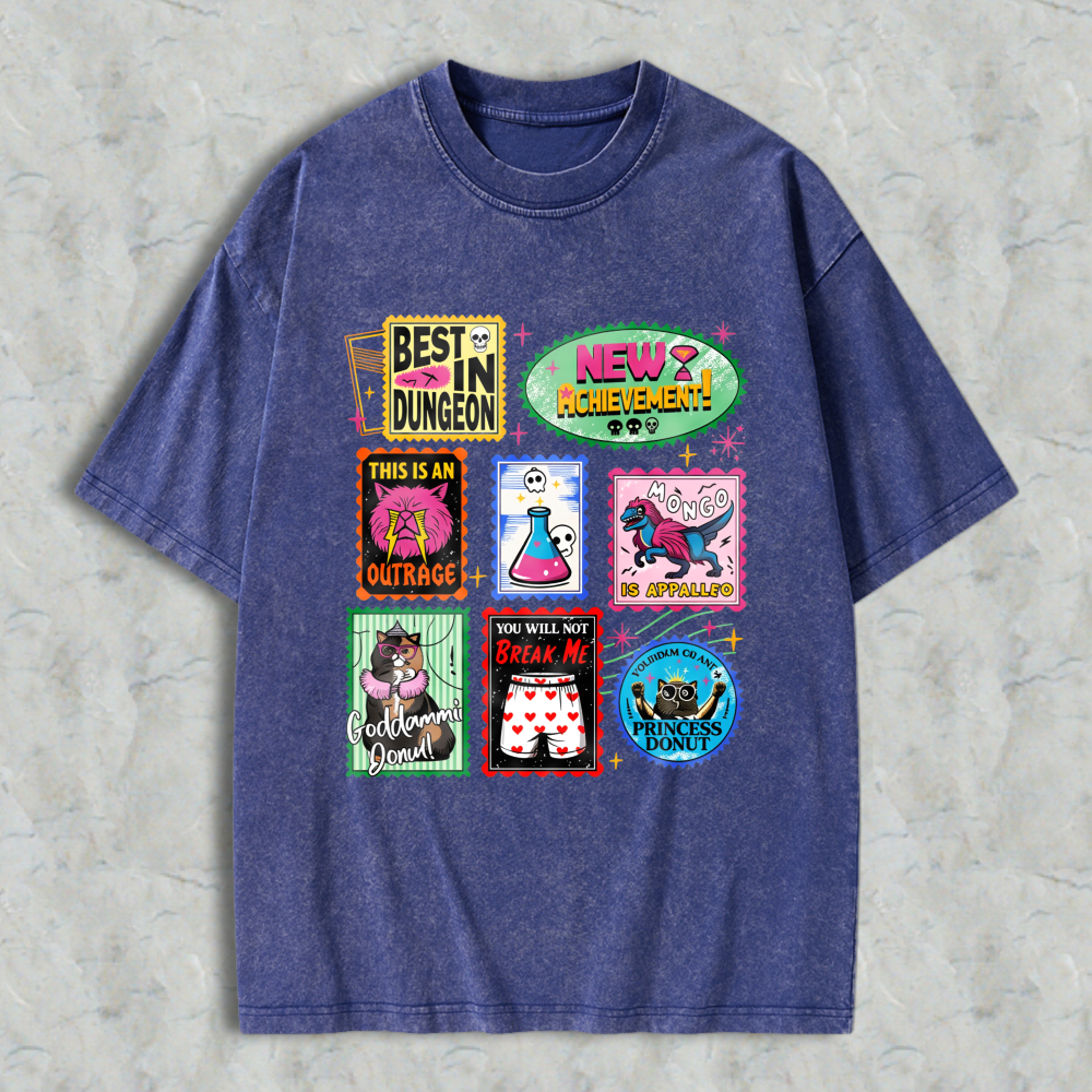 Wardrobecart Best In Dungeon New Achievement This Is An Outrage Ponged In Appaloosa Badass Donut You Will Not Break Me Princess Donut Unisex Washed T-shirt