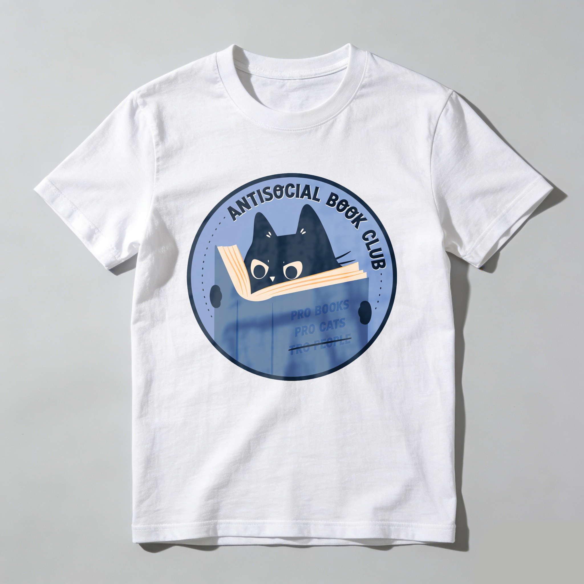 Wardrobecart Antisocial Book Club Cat Reading Book Tshirt