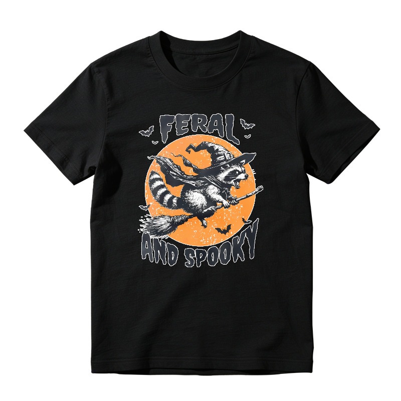Feral And Spooky Raccoon Witch Halloween Graphic, Unisex Classic T-shirt