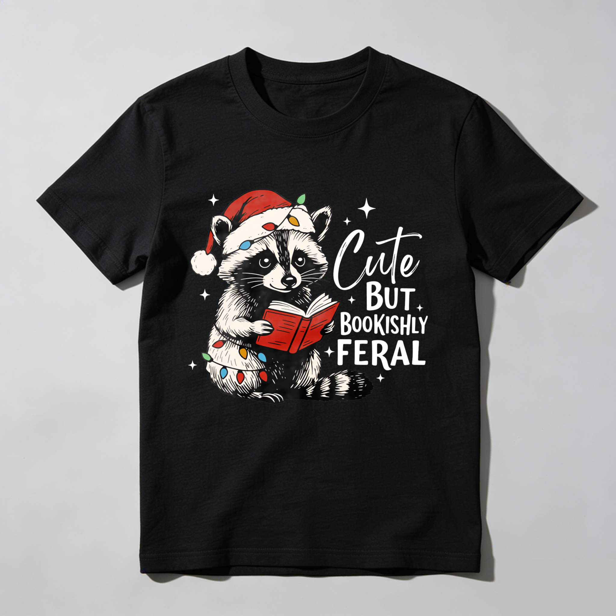 Wardrobecart Cute But Bookishly Feral Raccoon Reading Tshirt