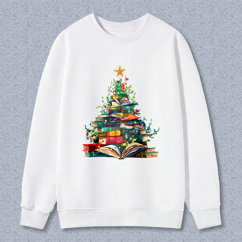Wardrobecart Christmas Tree Made Of Books Unisex Classic Sweatshirt