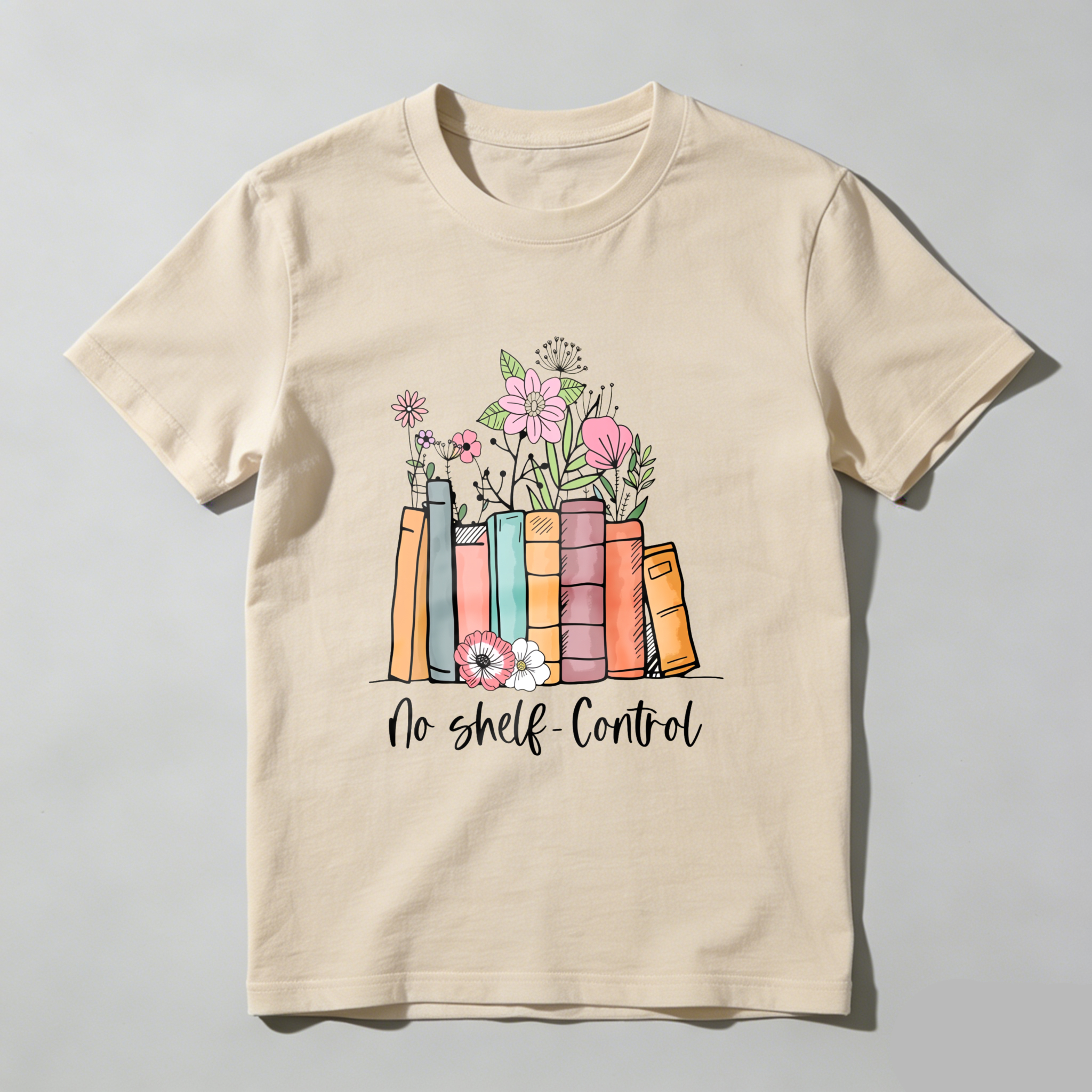 Wardrobecart Book Stack With Flowers And Text No Shelf Control Unisex Classic T-shirt