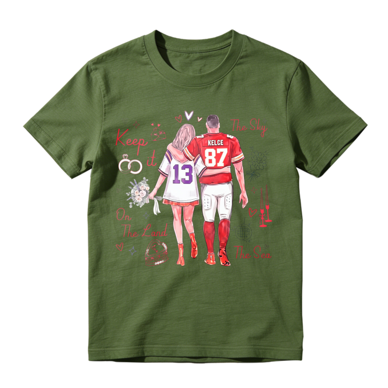 Keep It On The Land The Sky The Sea Football Couple Jersey Number 13 And 87 Kelsey Unisex Classic T-shirt