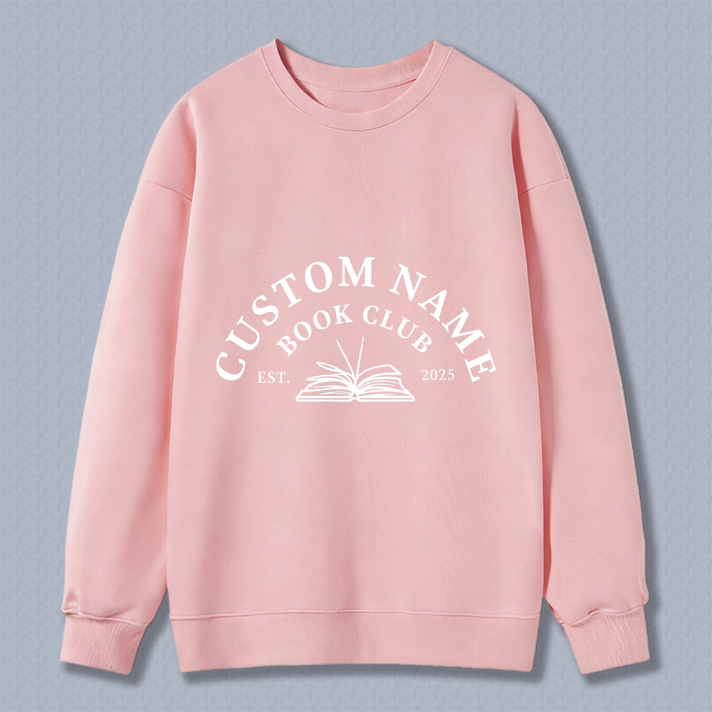 Wardrobecart Custom Name Book Club Est 2025 With Open Book Design Unisex Classic Sweatshirt
