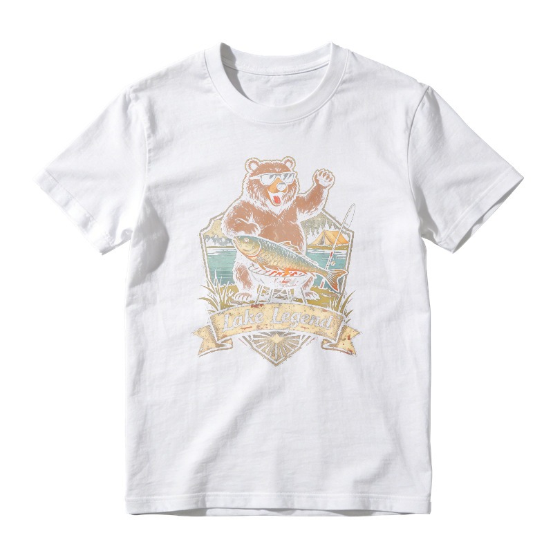 Lake Legend Bear Fishing Campfire Vintage Graphic Unisex Classic T-shirt