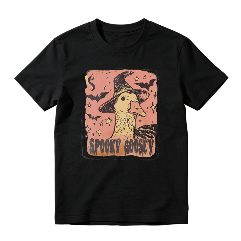 Spooky Goosey Witch Hat Duck Halloween Graphic, Unisex Classic T-shirt