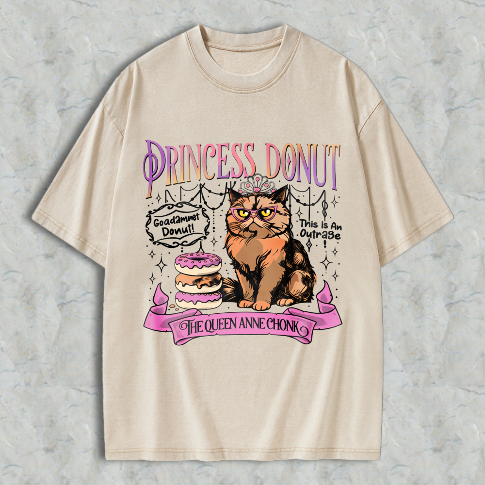 Wardrobecart Princess Donut Cat With Donuts And Crown Unisex Washed T-shirt