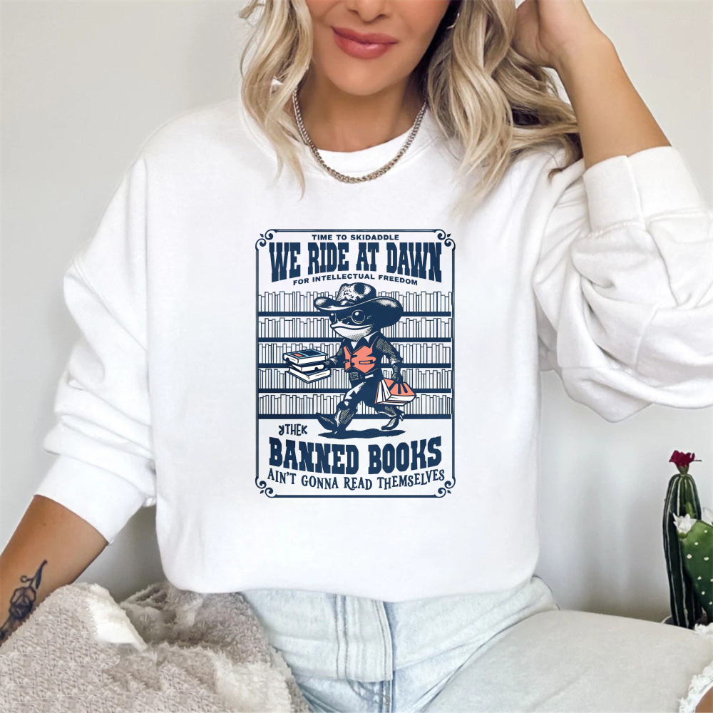Wardrobecart Banned Books We Ride At Dawn For Intellectual Freedom Unisex Classic Sweatshirt