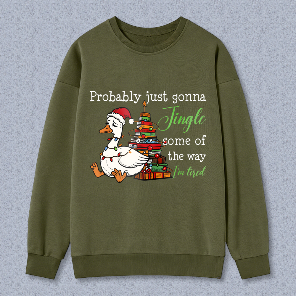 Wardrobecart Duck With Christmas Tree And Presents Jingle I'm Tired Unisex Classic Sweatshirt