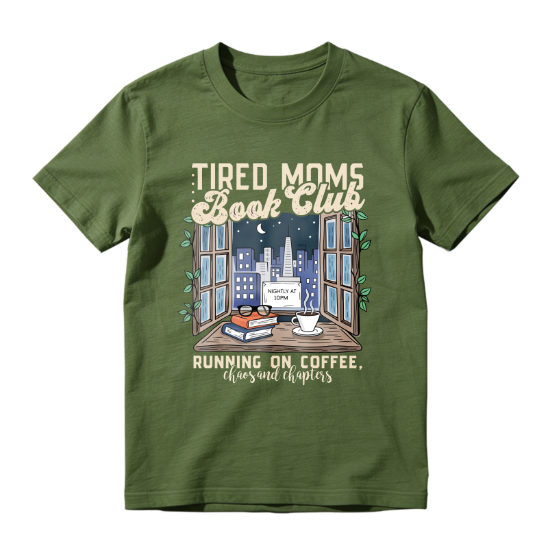 Wardrobecart Tired Moms Book Club Window Cityscape Coffee Books Unisex Classic T-shirt