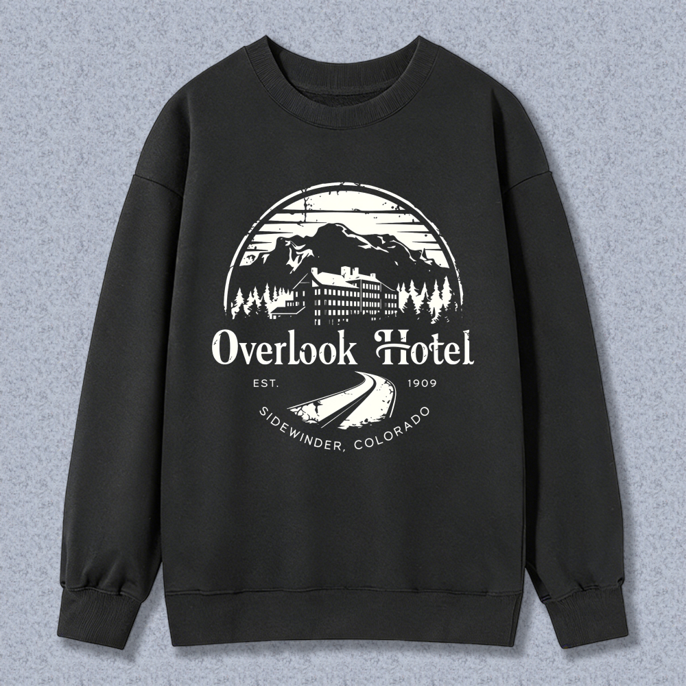 Wardrobecart Overlook Hotel Mountain Scene With Trees And Building Unisex Classic Sweatshirt