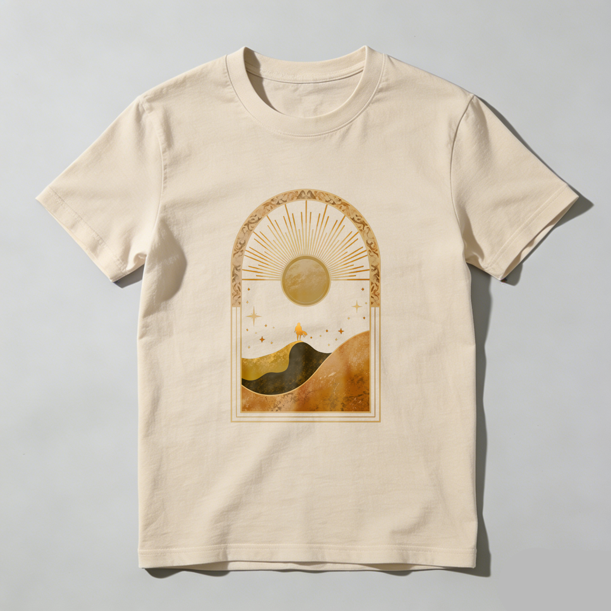Wardrobecart Sunset Landscape With Stars And Camel Tshirt