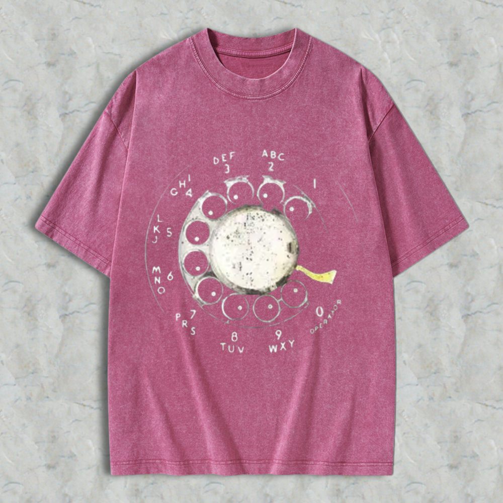Vintage Rotary Dial Phone Pattern T-shirt