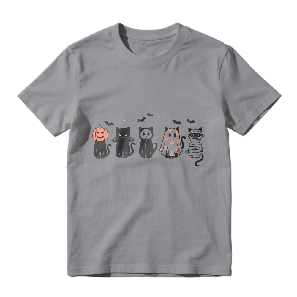 Halloween Cats With Pumpkin And Bats Unisex Classic T-shirt