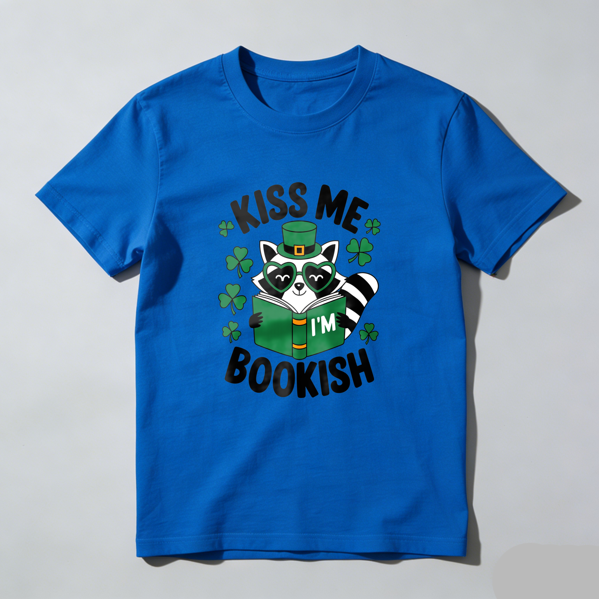 Wardrobecart Kiss Me I'm Bookish Raccoon Reading tshirt