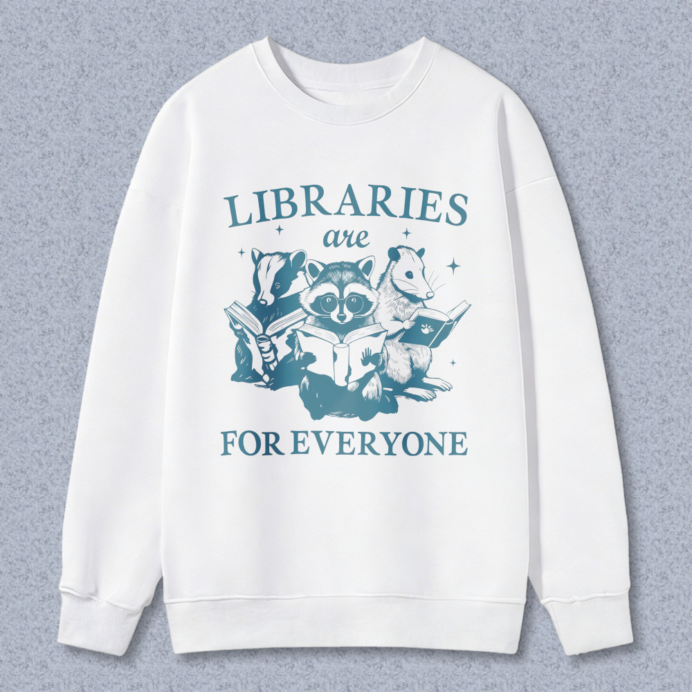 Wardrobecart Libraries Are For Everyone With Animals Reading Books Unisex Classic Sweatshirt