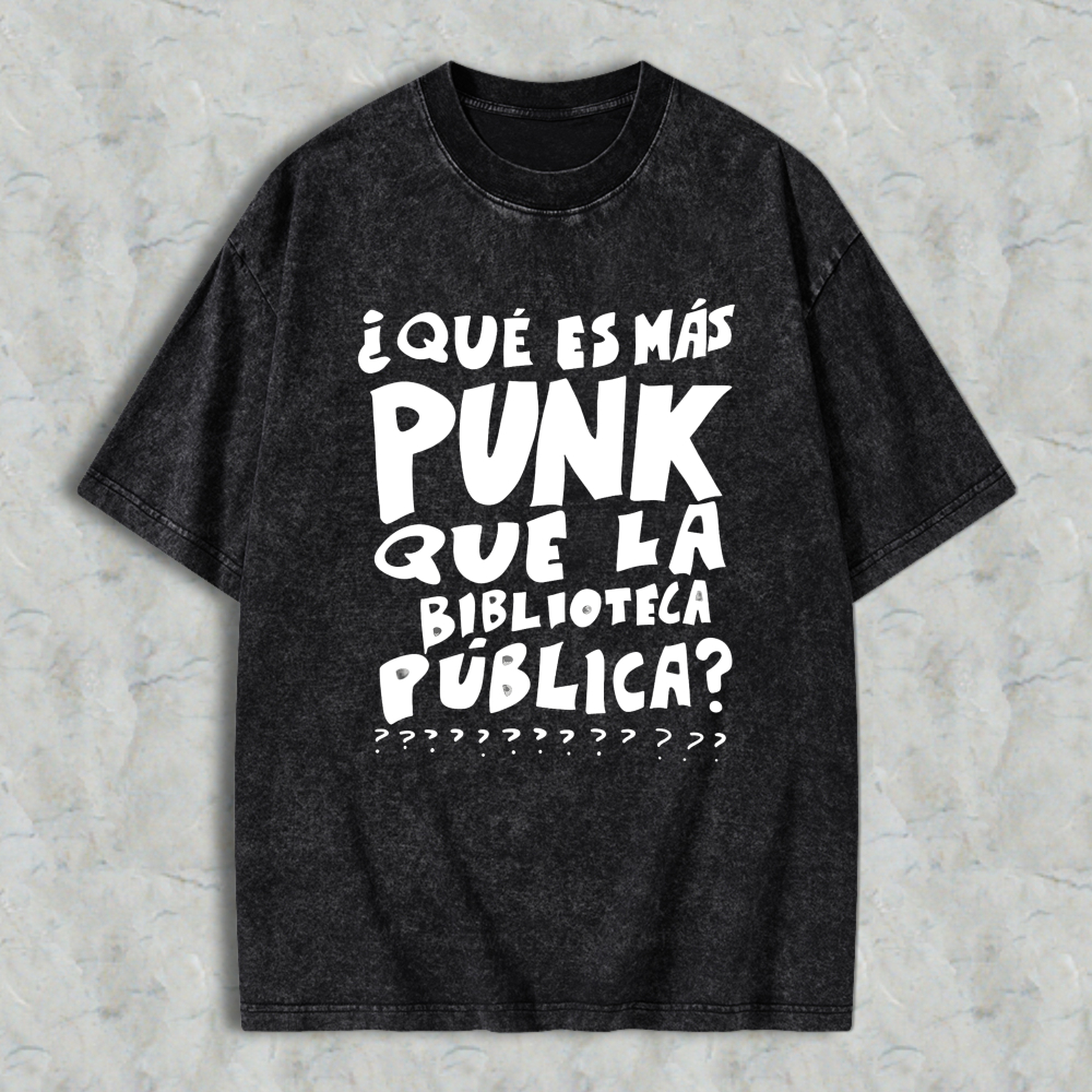 Wardrobecart What Is More Punk Than The Public Library Question Mark Unisex Washed T-shirt